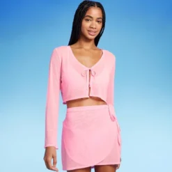 Women's Tie-Front Cropped Mesh Cover Up Cardigan - Wild Fable™ -Trendy Wear Women Store GUEST 7eb56840 aab6 463f a33b 68784829e296