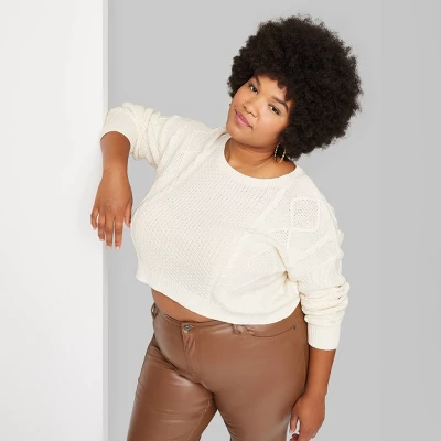 Women's Cropped Cable Pullover - Wild Fable™ 5 Women's Cropped Cable Pullover - Wild Fable™ - Image 5