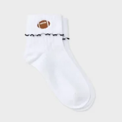 Women's Game Day Embroidered Football Pointelle Bobby Socks With Lettuce Edge Cuff - Wild Fable™ 18 Women's Game Day Embroidered Football Pointelle Bobby Socks With Lettuce Edge Cuff - Wild Fable™ -Trendy Wear Women Store GUEST 835d8469 27e4 457e 9684 23b5983721ad