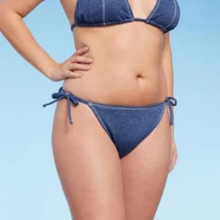Women's Denim Textured Scoop Front High Leg Cheeky Bikini Bottom - Wild Fable™ Denim Blue -Trendy Wear Women Store GUEST 8821e15e 08c7 45d0 a6df 35e01531dcfb