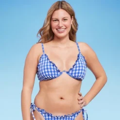 Women's Ruffle Trim Textured Underwire Bikini Top - Wild Fable™ Cobalt Blue Gingham Print 10 Women's Ruffle Trim Textured Underwire Bikini Top - Wild Fable™ Cobalt Blue Gingham Print -Trendy Wear Women Store GUEST 883afe24 3879 45e4 ac48 fa238e7aa9ec