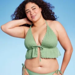 Women's Crochet Tie-Front Longline Bikini Top - Wild Fable™ Soft Green -Trendy Wear Women Store GUEST 89ed3612 e4b3 4808 8731 fb6faa371484
