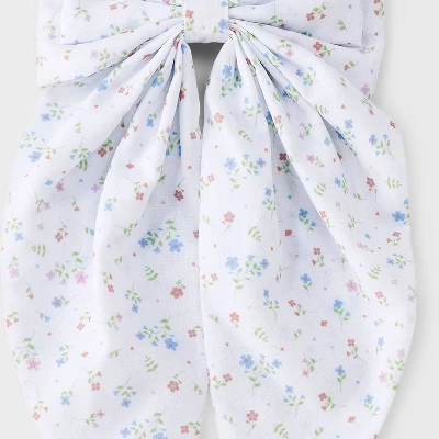 Fabric Bow Hair Barrette - Wild Fable™ White/Floral: Polyester Clip For All Hair Types, Solid Pattern, 18+ Age 2 Fabric Bow Hair Barrette - Wild Fable™ White/Floral: Polyester Clip For All Hair Types, Solid Pattern, 18+ Age - Image 2