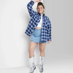 Women's Oversized Button-Down Flannel Shirt - Wild Fable™ Plaid -Trendy Wear Women Store GUEST 8de4143c d0f0 4128 ace8 f4e719ba0046