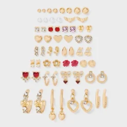 Floral And Heart Earring Set 30pc- Wild Fable™ Red/Gold/Pink -Trendy Wear Women Store GUEST 9a942c53 c879 44fb aff1 282c6370775f