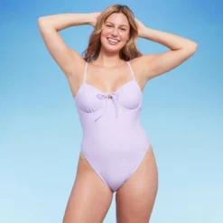 Women's Shirred Detail Underwire High Leg Extra Cheeky One Piece Swimsuit - Wild Fable™ Lilac Purple -Trendy Wear Women Store GUEST 9aa65a14 225c 46c2 ae93 d506980a02d4