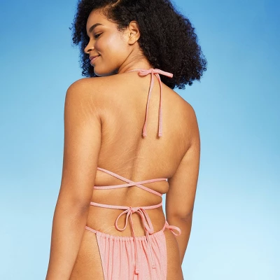 Women's Triangle Wrap Bikini Top - Wild Fable™ Pink Lurex 1 Women's Triangle Wrap Bikini Top - Wild Fable™ Pink Lurex