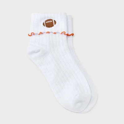 Women's Game Day Embroidered Football Pointelle Bobby Socks With Lettuce Edge Cuff - Wild Fable™ 11 Women's Game Day Embroidered Football Pointelle Bobby Socks With Lettuce Edge Cuff - Wild Fable™ - Image 11