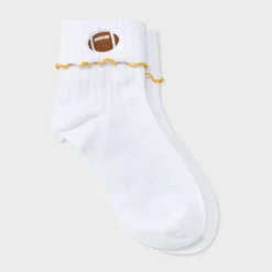 Women's Game Day Embroidered Football Pointelle Bobby Socks With Lettuce Edge Cuff - Wild Fable™ 31 Women's Game Day Embroidered Football Pointelle Bobby Socks With Lettuce Edge Cuff - Wild Fable™ -Trendy Wear Women Store GUEST 9d4c11f8 c2ae 4687 b84b 3932af912ca7