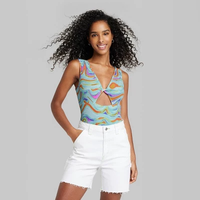 Women's Twist-Front Cut Out Tank Bodysuit - Wild Fable™ 1 Women's Twist-Front Cut Out Tank Bodysuit - Wild Fable™