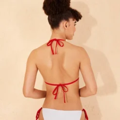 Women's Embroidered Cherry Tall Triangle Bikini Top - Wild Fable⢠White/Red