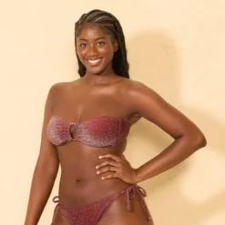 Women's Center Front Oval Ring Sparkle Bandeau Bikini Top - Wild Fable™ Burnt Burgundy -Trendy Wear Women Store GUEST a0ceca43 eae6 4a92 a8d7 5dbbf7e3895b