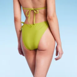 Women's Crochet Trim Side-Tie High Leg Extra Cheeky Bikini Bottom - Wild Fable™ Green
