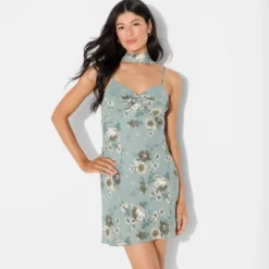 Women's Twist Front Scarf Mini Dress - Wild Fable™ Dark Green Floral 6 Women's Twist Front Scarf Mini Dress - Wild Fable™ Dark Green Floral -Trendy Wear Women Store GUEST a1934972 360e 4b95 8ec2 53574731a7e8