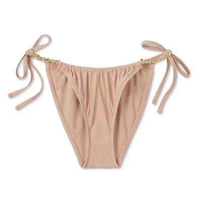 Women's Chain Detail Side-Tie Adjustable Coverage Bikini Bottom - Wild Fable™ Brown 5 Women's Chain Detail Side-Tie Adjustable Coverage Bikini Bottom - Wild Fable™ Brown - Image 5
