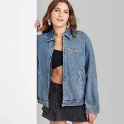 Women's Boxy Zip-Up Denim Jacket - Wild Fable™ Blue Denim -Trendy Wear Women Store GUEST a8b348ff 50a1 4816 8b03 50879dd91262
