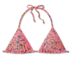 Women's Crochet Trim Triangle Bikini Top - Wild Fable™ Pink Floral Print -Trendy Wear Women Store GUEST aa5c6afe 2ba2 4979 9d64 7eb22dd0aeb1