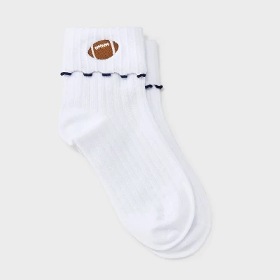 Women's Game Day Embroidered Football Pointelle Bobby Socks With Lettuce Edge Cuff - Wild Fable™ 10 Women's Game Day Embroidered Football Pointelle Bobby Socks With Lettuce Edge Cuff - Wild Fable™ - Image 10