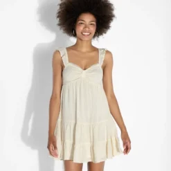 Women's Mini Embroidered Flutter Cap Sleeve Babydoll Dress - Wild Fable™ White -Trendy Wear Women Store GUEST af477e47 2f34 4fff 9f88 785d26be2105