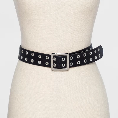 Women's Double Laser Cut Adjustable Western Grommet Belt - Wild Fable™ Black 1 Women's Double Laser Cut Adjustable Western Grommet Belt - Wild Fable™ Black