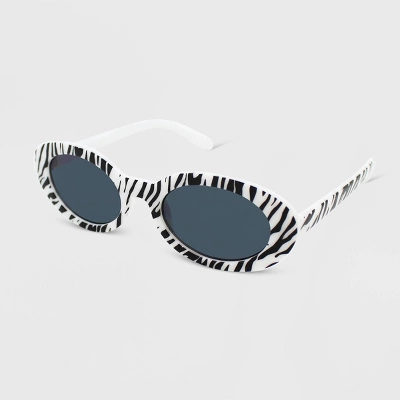 Zebra Printed Plastic Oval Sunglasses- Wild Fable™ White 1 Zebra Printed Plastic Oval Sunglasses- Wild Fable™ White