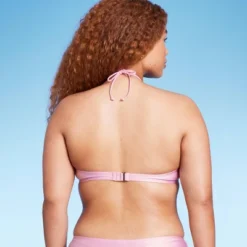 Women's Cinch-Front Halter Bandeau Bikini Top - Wild Fable™ Shiny Pink -Trendy Wear Women Store GUEST b361a282 7b28 40ec 8e31 dd33dabaa508