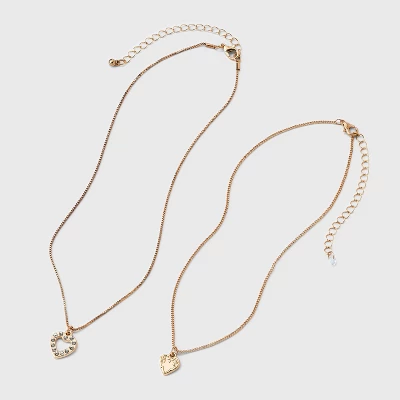 Texture Heart Charm Multi-Strand Necklace - Wild Fable™ Gold 1 Texture Heart Charm Multi-Strand Necklace - Wild Fable™ Gold