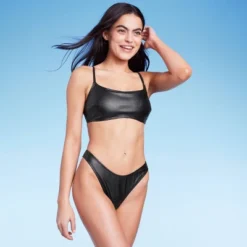 Women's Faux Leather High Leg Extra Cheeky Bikini Bottom - Wild Fable™ Black -Trendy Wear Women Store GUEST bcad3900 399f 4aac 9dd4 3ade3b154007