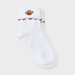 Women's Game Day Embroidered Football Pointelle Bobby Socks With Lettuce Edge Cuff - Wild Fable™ 20 Women's Game Day Embroidered Football Pointelle Bobby Socks With Lettuce Edge Cuff - Wild Fable™ -Trendy Wear Women Store GUEST c5b7b92b defc 430b 9203 b4c038738ce7