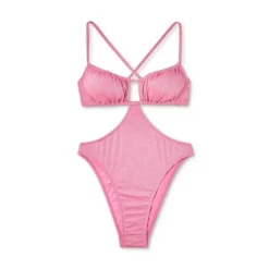 Women's Cut Out One Piece Swimsuit - Wild Fable™ Pink Lurex -Trendy Wear Women Store GUEST c67d1a84 af54 43b9 aea3 5f7d1c0bb3b6