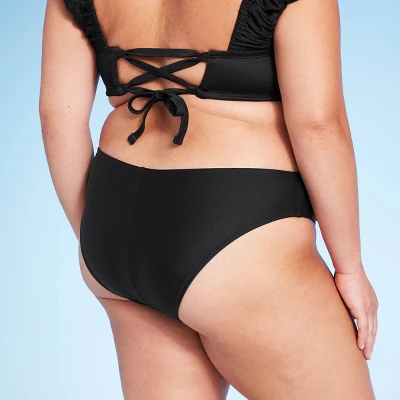 Women's Mid-Rise High Leg Extra Cheeky Bikini Bottom - Wild Fable™ Black 1 Women's Mid-Rise High Leg Extra Cheeky Bikini Bottom - Wild Fable™ Black