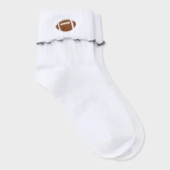 Women's Game Day Embroidered Football Pointelle Bobby Socks With Lettuce Edge Cuff - Wild Fable™ 22 Women's Game Day Embroidered Football Pointelle Bobby Socks With Lettuce Edge Cuff - Wild Fable™ -Trendy Wear Women Store GUEST cc9c80b2 08df 482e b9bd b1141be5a01b