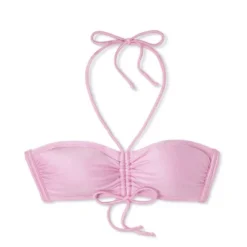 Women's Cinch-Front Halter Bandeau Bikini Top - Wild Fable™ Shiny Pink -Trendy Wear Women Store GUEST ce37c3ae 1db6 4f8f 9922 352047f61c5e