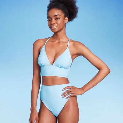 Women's High Leg Cheeky High Waist Bikini Bottom - Wild Fable™ Light Blue 2 Women's High Leg Cheeky High Waist Bikini Bottom - Wild Fable™ Light Blue - Image 2