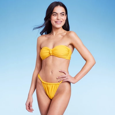 Women's Scarf Side Adjustable Coverage Bikini Bottom - Wild Fable™ Yellow 2 Women's Scarf Side Adjustable Coverage Bikini Bottom - Wild Fable™ Yellow - Image 2