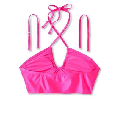 Women's Longline Wrap Halter Bikini Top - Wild Fable™ Pink Shine 6 Women's Longline Wrap Halter Bikini Top - Wild Fable™ Pink Shine - Image 6