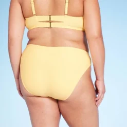 Women's Side-Tie Mid-Rise Cheeky High Leg Bikini Bottom - Wild Fable⢠Yellow