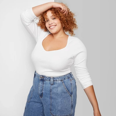 Women's Long Sleeve Sweetheart Neck Seamless Shirt - Wild Fable™ 6 Women's Long Sleeve Sweetheart Neck Seamless Shirt - Wild Fable™ - Image 6