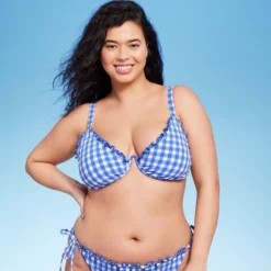 Women's Ruffle Trim Textured Underwire Bikini Top - Wild Fable™ Cobalt Blue Gingham Print 15 Women's Ruffle Trim Textured Underwire Bikini Top - Wild Fable™ Cobalt Blue Gingham Print -Trendy Wear Women Store GUEST d883a899 df36 4ead ac6e d9d2cfe69ece