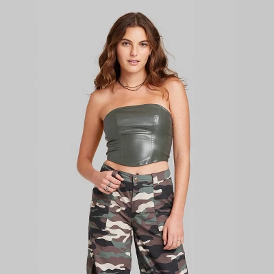 Women's Faux Leather Tube Top - Wild Fable™ 1 Women's Faux Leather Tube Top - Wild Fable™