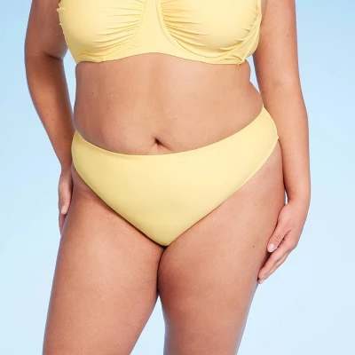 Women's Side-Tie Mid-Rise Cheeky High Leg Bikini Bottom - Wild Fable™ Yellow 3 Women's Side-Tie Mid-Rise Cheeky High Leg Bikini Bottom - Wild Fable™ Yellow - Image 3