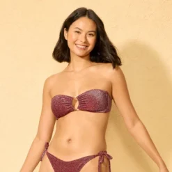 Women's Center Front Oval Ring Sparkle Bandeau Bikini Top - Wild Fable™ Burnt Burgundy -Trendy Wear Women Store GUEST de0e9d82 d98a 4ea2 a6af 5503aa6f1883