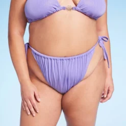 Women's Side-Tie Extra Cheeky High Leg Lurex Plisse Textured Bikini Bottom - Wild Fable™ Purple -Trendy Wear Women Store GUEST e2d3c877 652a 4d70 b2aa bc9b9795ed84