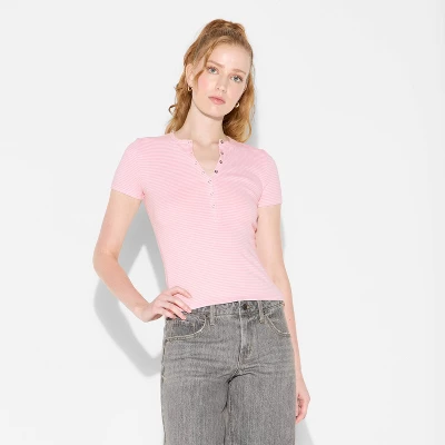 Women's Short Sleeve Henley T-Shirt - Wild Fable™ 1 Women's Short Sleeve Henley T-Shirt - Wild Fable™