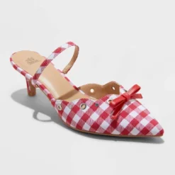 Women's Lysandra Gingham Eyelet Kitten Heels - Wild Fable™ Red -Trendy Wear Women Store GUEST e3e67ebb 200c 4dc0 9bc8 dddff3d73845