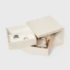 Metallic Leather Rotatable Jewelry Organizer - Wild Fable™ Cream: Faux Leather Storage Box, Adult Use, 5"x5"x3.5"