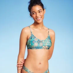 Women's Scoop Front Bralette Bikini Top - Wild Fable™ Blue Patchwork Print -Trendy Wear Women Store GUEST e990b318 4981 43a0 903c 60929d9e08ff