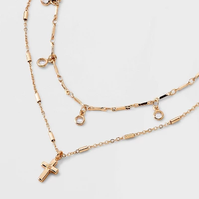 Cross Charm Multi-Strand Necklace - Wild Fable™ Gold 3 Cross Charm Multi-Strand Necklace - Wild Fable™ Gold - Image 3