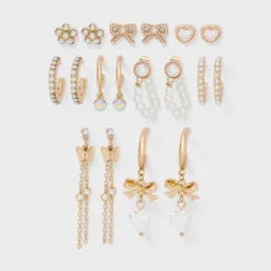 Bow Butterfly And Faux Pearl Earring Set 9pc - Wild Fable™ Gold -Trendy Wear Women Store GUEST ef3eb79b 00a4 485e ad4e 4c5cc0f2594e