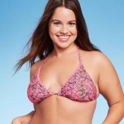 Women's Crochet Trim Triangle Bikini Top - Wild Fable™ Pink Floral Print -Trendy Wear Women Store GUEST ef63c56e 5c35 45e9 9007 3f4fe89e2563